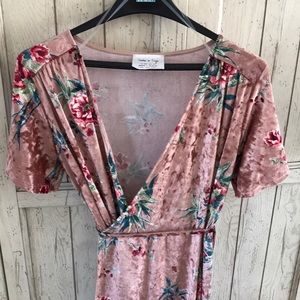 Velvety high low wrap dress